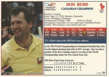 1993 Ice Hot International #39 Don Rudd Back